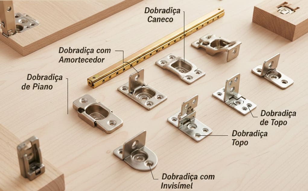 Quais os tipos de dobradiça para armário? 1 dobradiça para armário